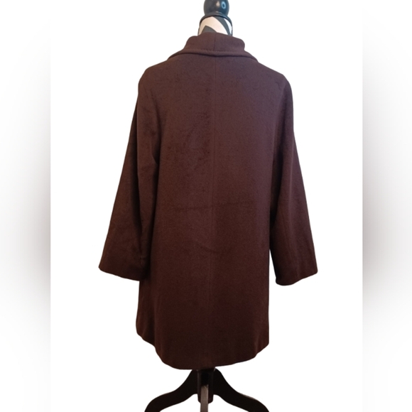 Vintage Cinzia Rocca 100% Wool Sz‎ 8 Old Money Wide-Collar Brown Neutral Coat - Picture 2 of 15